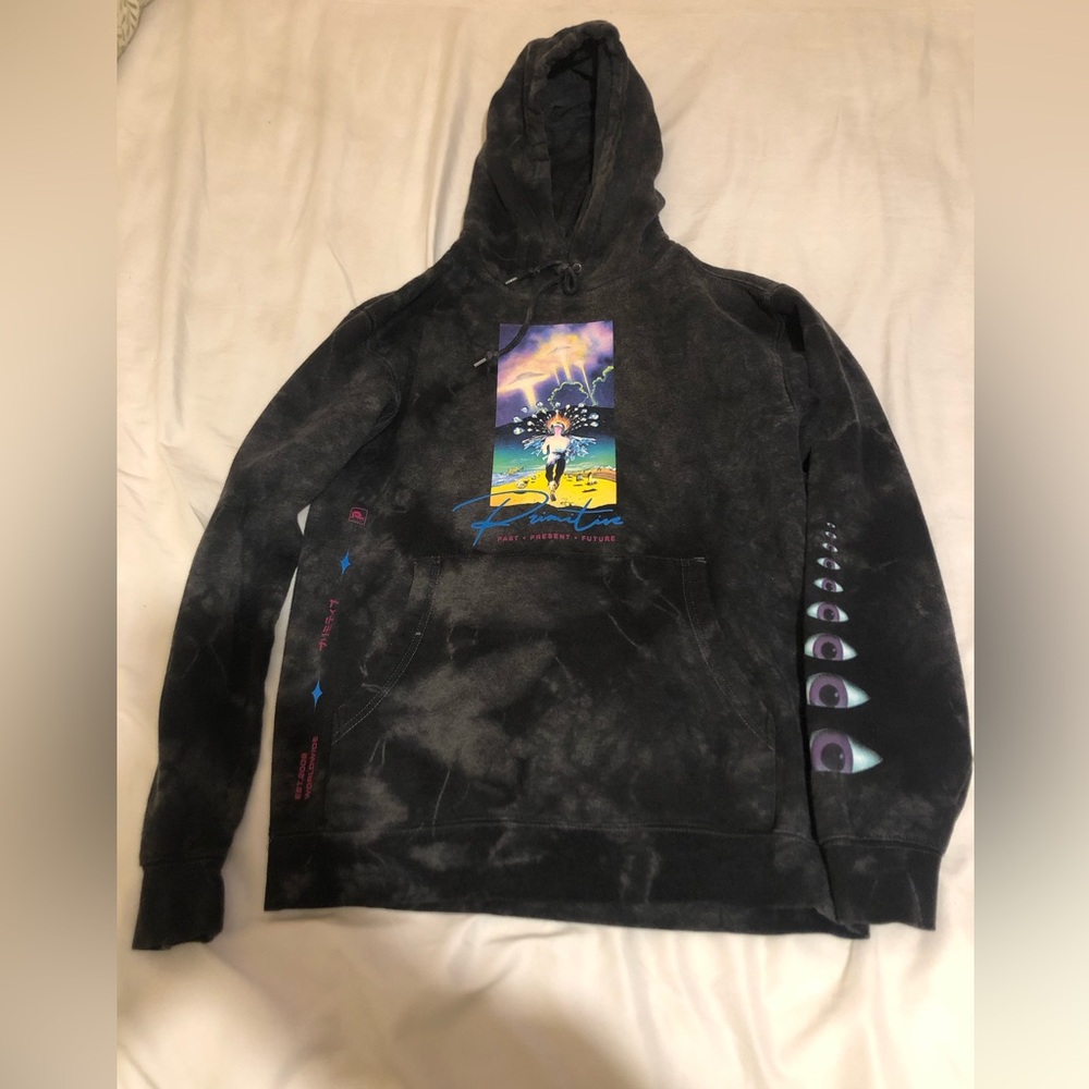 Psychedelic black tie dye Primitive hoddie